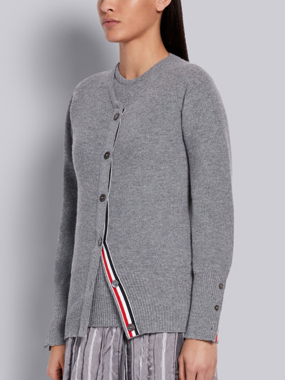 Thom Browne Light Grey Cashmere Pique Stitch Classic Crewneck Cardigan outlook