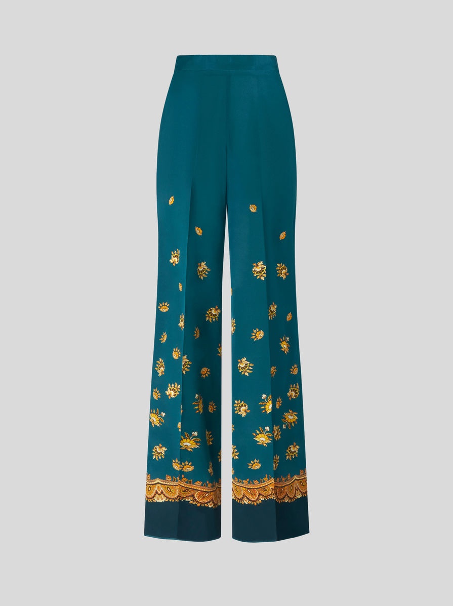 LEAFY PAISLEY CRÊPE DE CHINE PALAZZO TROUSERS - 5