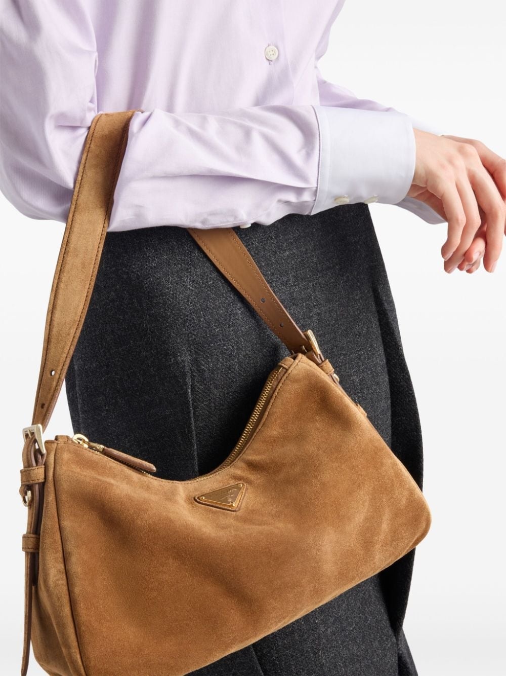 medium Aimée suede shoulder bag - 2