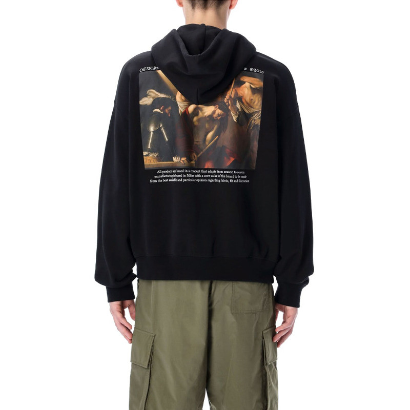 Off-White Men's Off-White Cotton Hooded Sports Black OMBE015S22FLE0011001 outlook