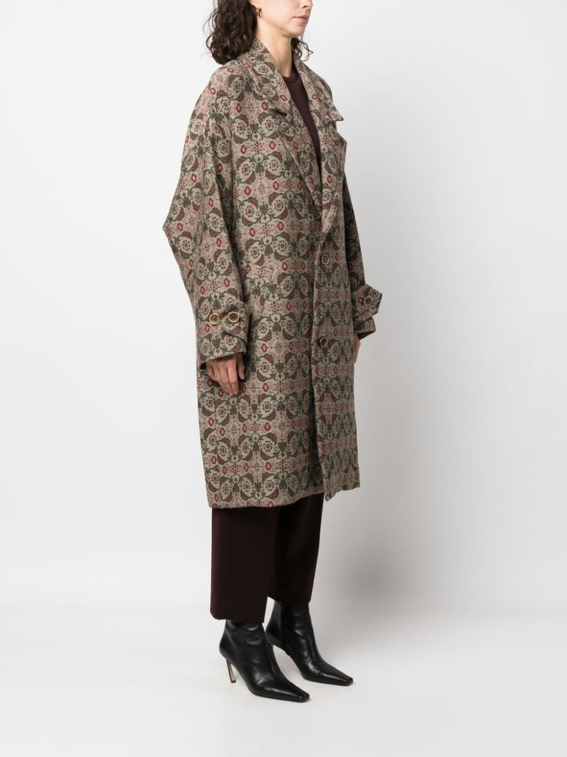 UMA WANG patterned-jacquard single-breasted coat outlook