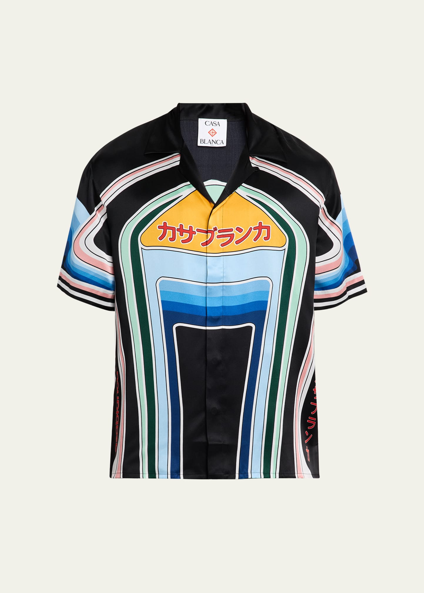 Men's Silk Graphic Multi-Stripe Camp Shirt - 1