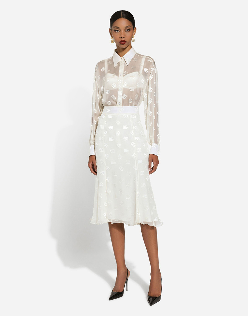 Dolce & Gabbana Dévoré satin godet skirt with DG logo outlook