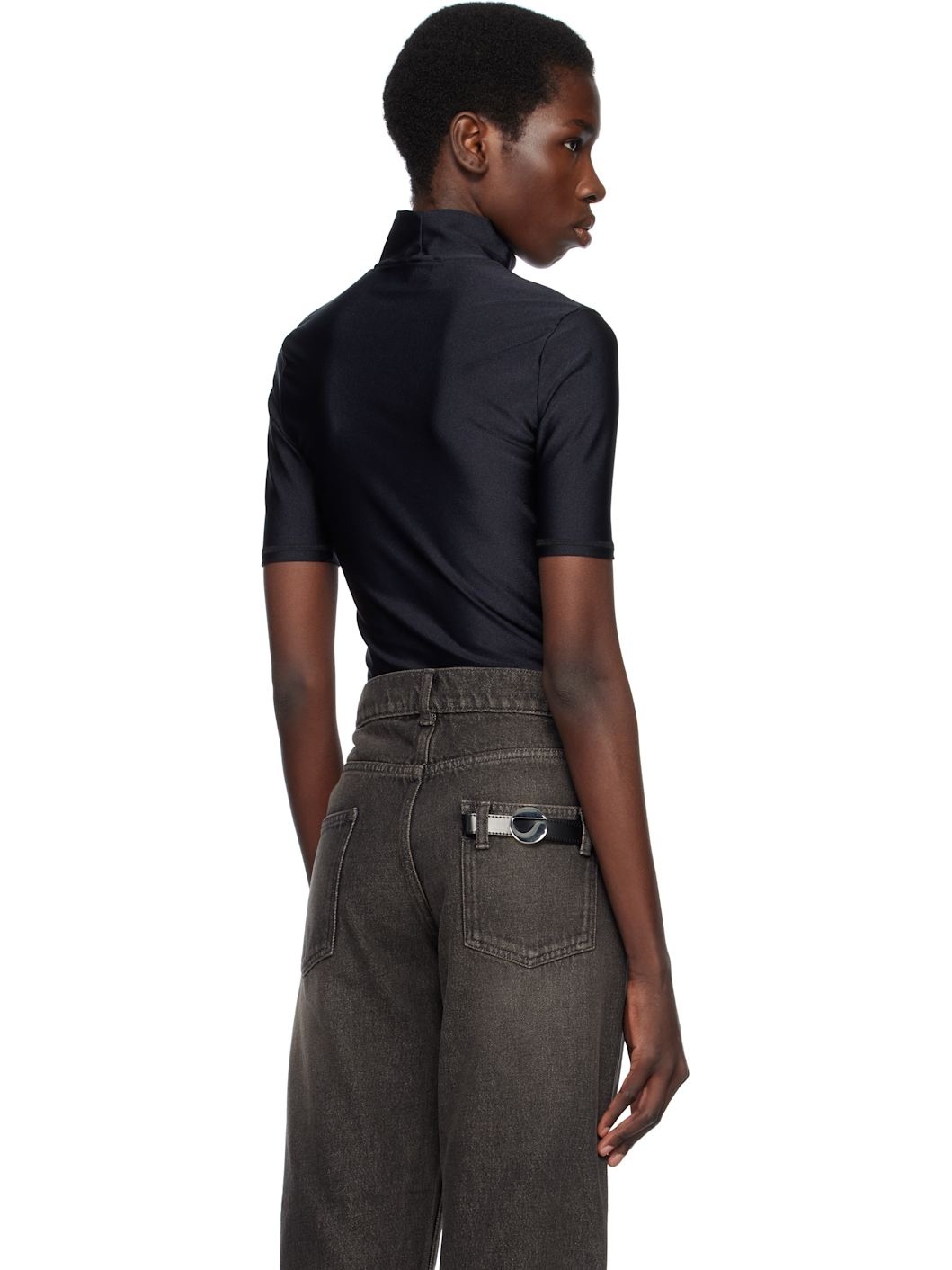 Black High Neck Fitted Top - 3