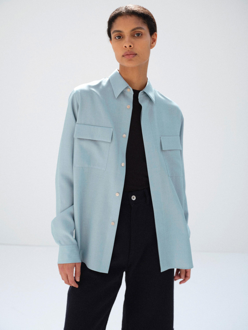 AURALEE WOOL HERRINGBONE OVERSHIRT outlook