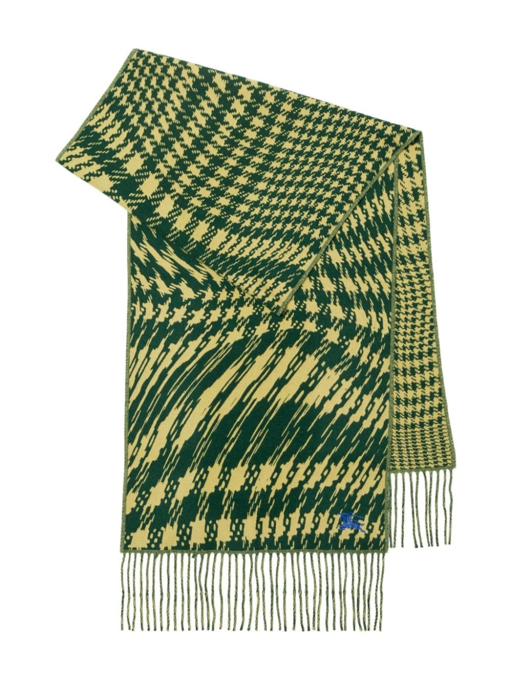 Warped houndstooth-pattern cashmere scarf - 2