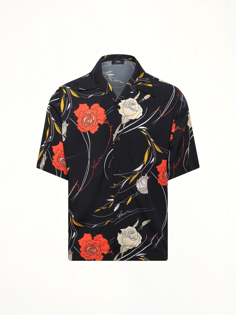 AMIRI Floral Camp Shirt in Black outlook