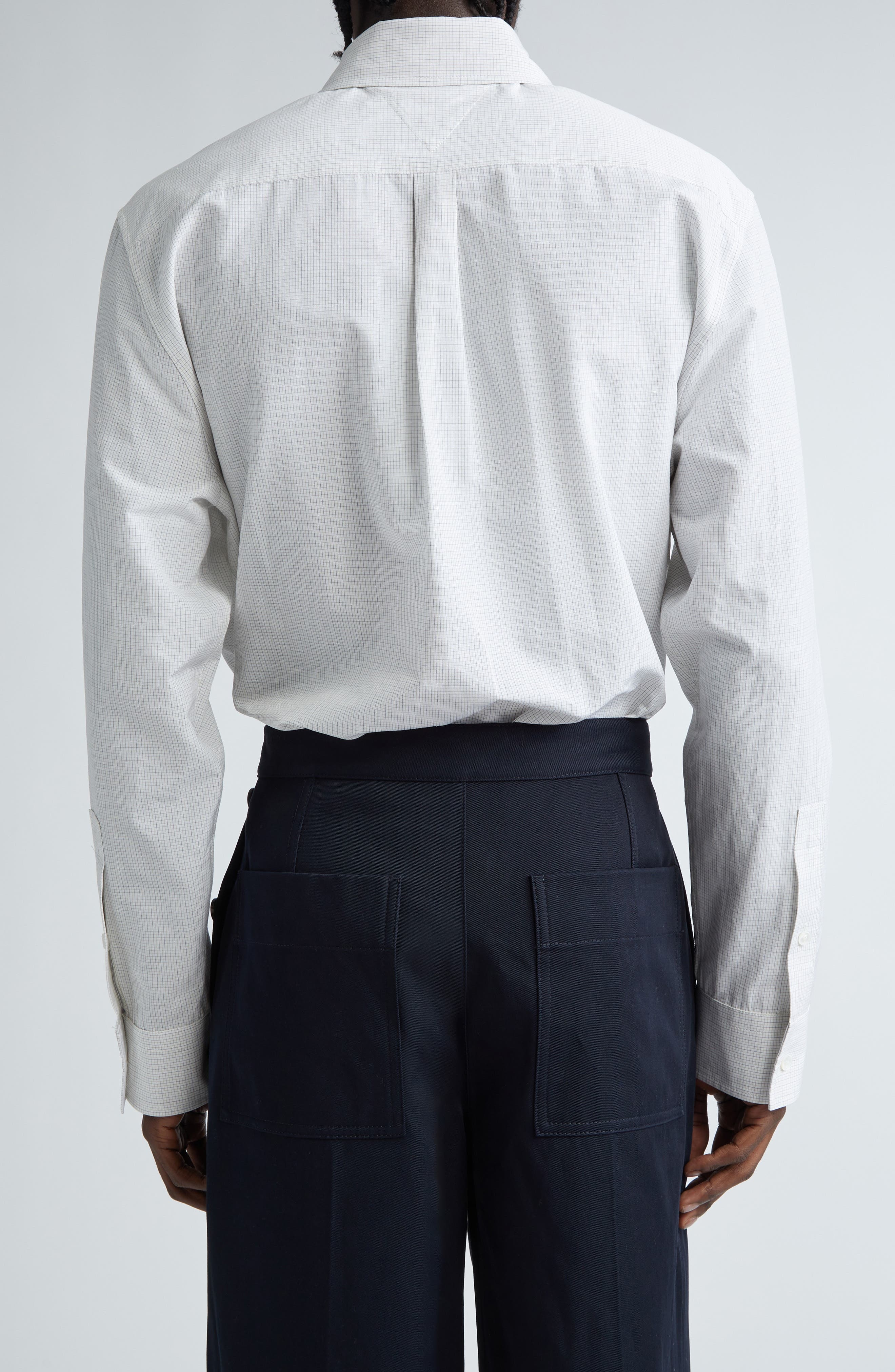 Bottega Veneta Fine Check Button-Up Shirt in Brown/Bay Leaf at Nordstrom - 3