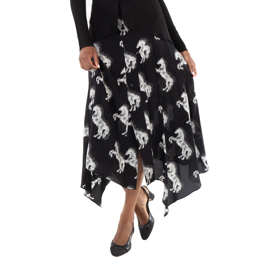 Stella Mccartney Ladies Black Graphic-Print Silk Midi Skirt - 3