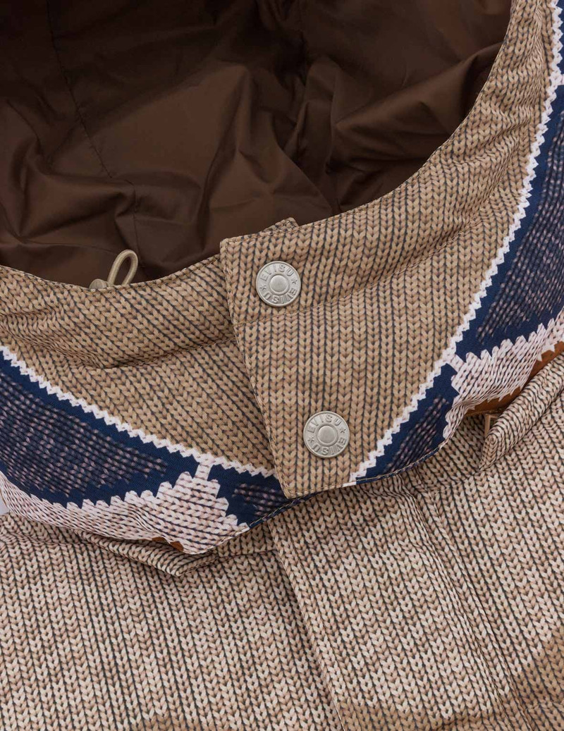 Allover Chimayo Tapestry Knit Print Regular Fit Down Jacket 10