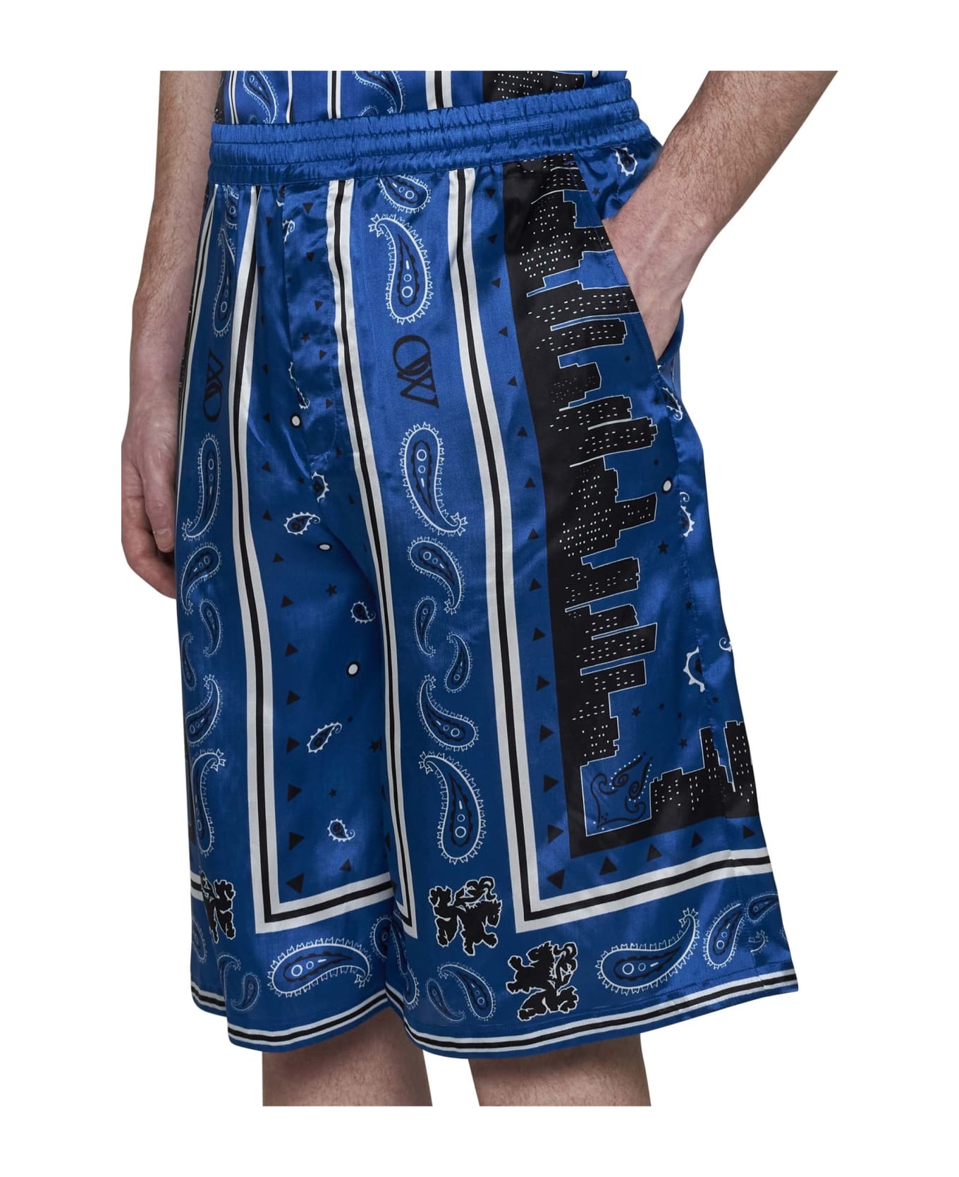 Blue Viscose Bermuda Shorts - 5