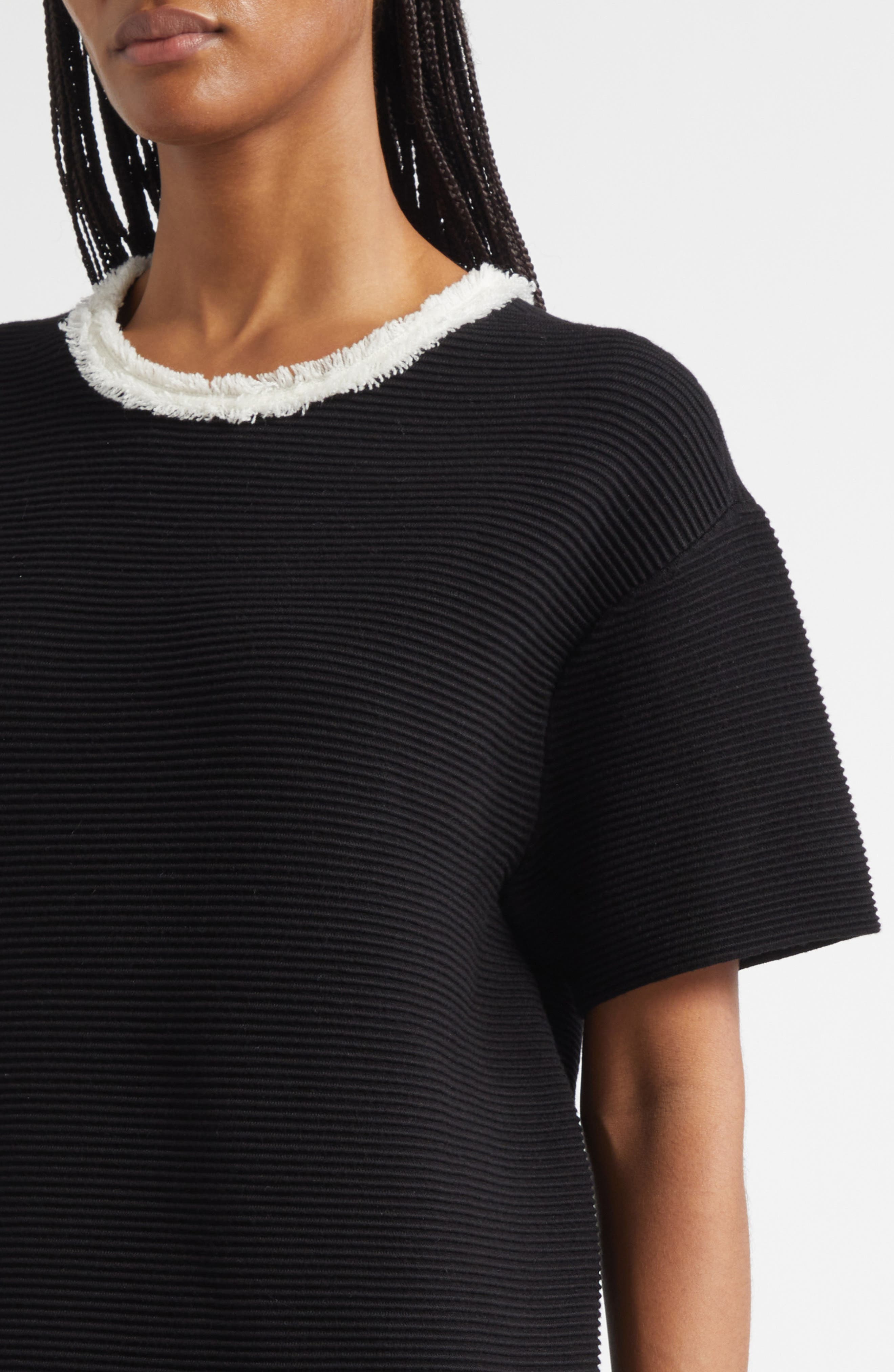 Emporio Armani Short Sleeve Knit Shift Dress in Black at Nordstrom - 4