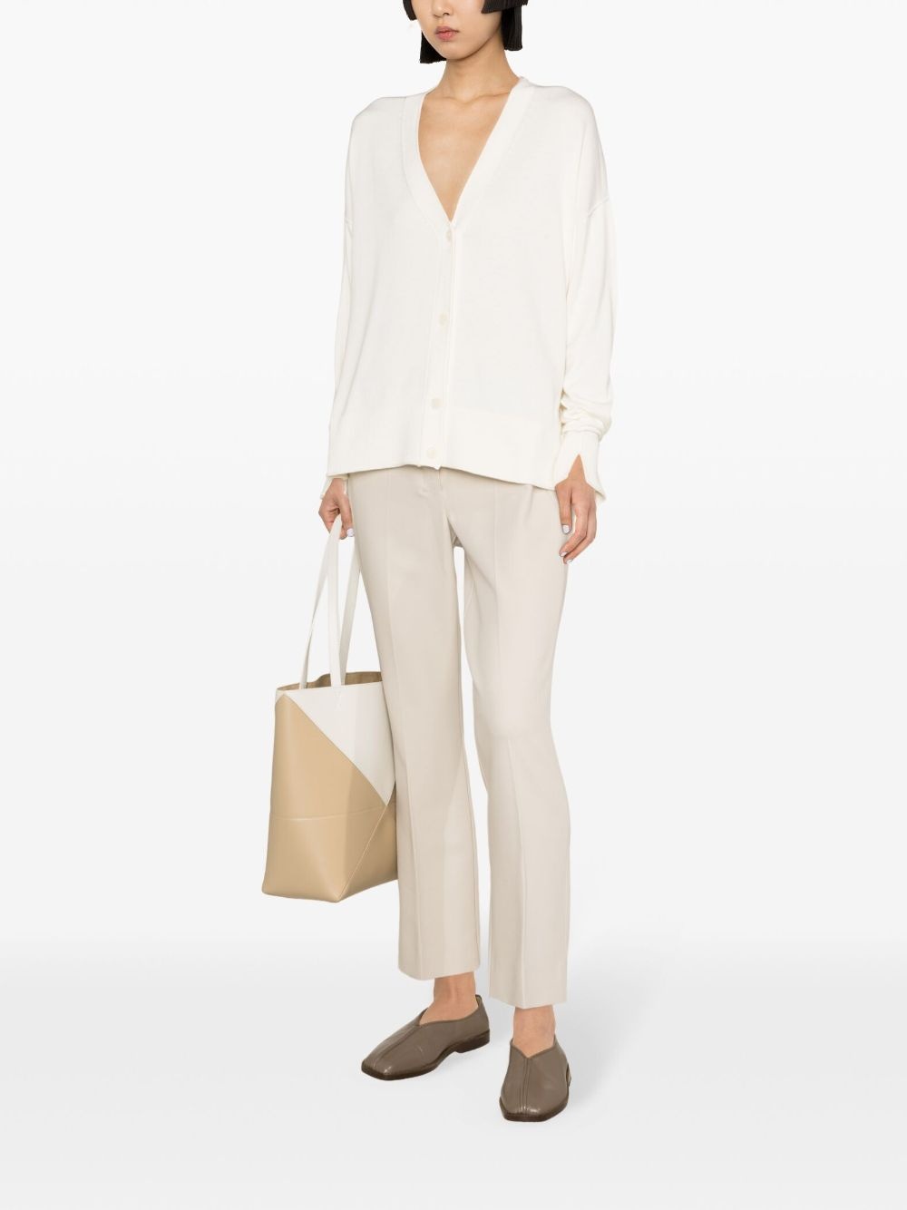 V-neck ribbed-knit cardigan - 3