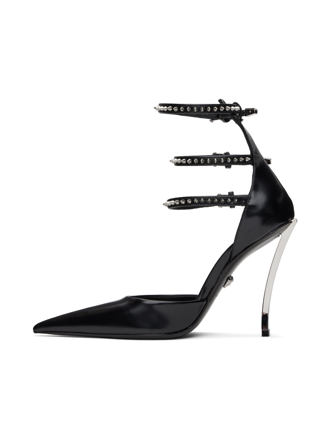Black Spiked Pin-Point Heels - 3