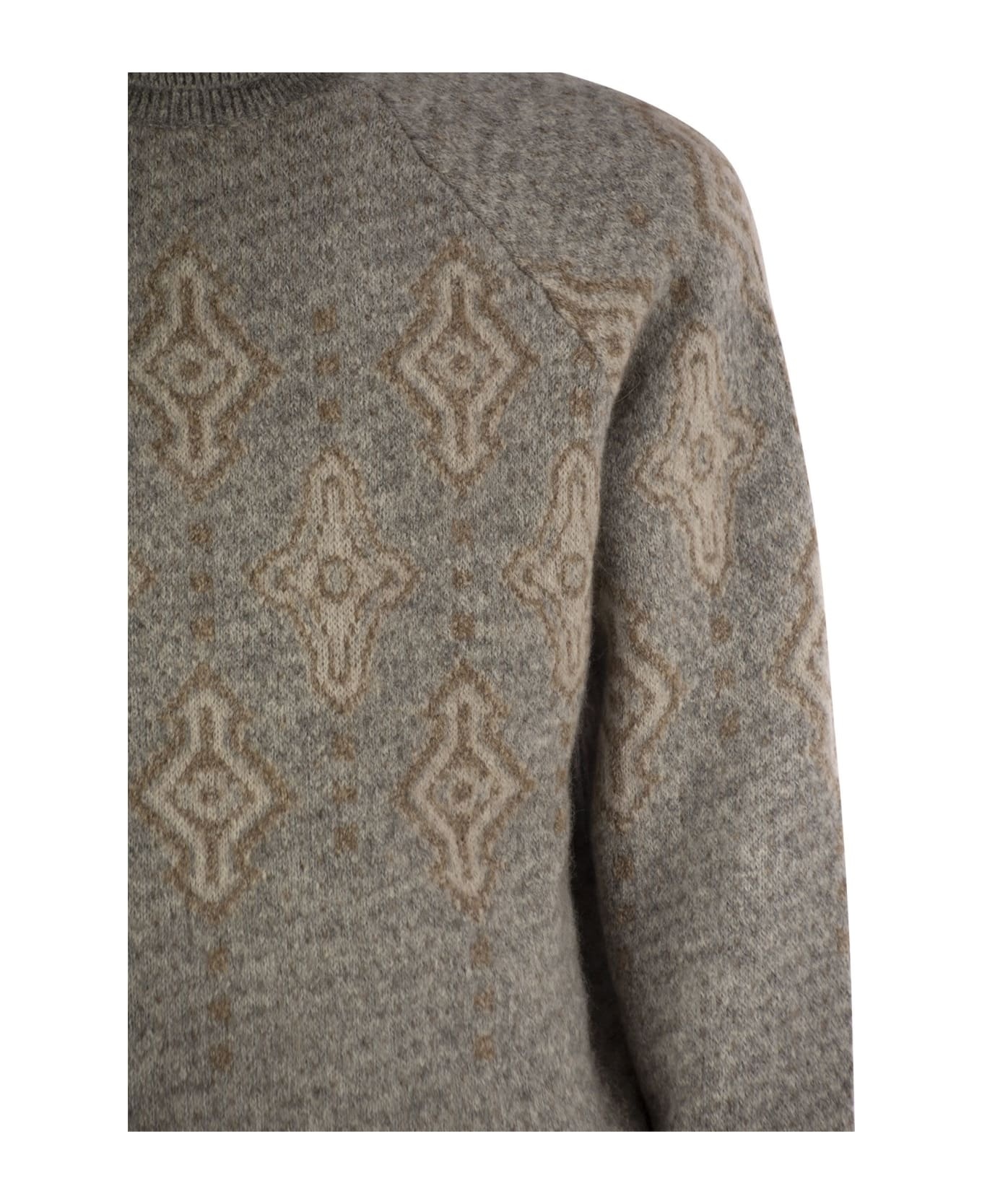 Geometric Jacquard Turtleneck Sweater In Alpaca, Cotton And Wool - 4