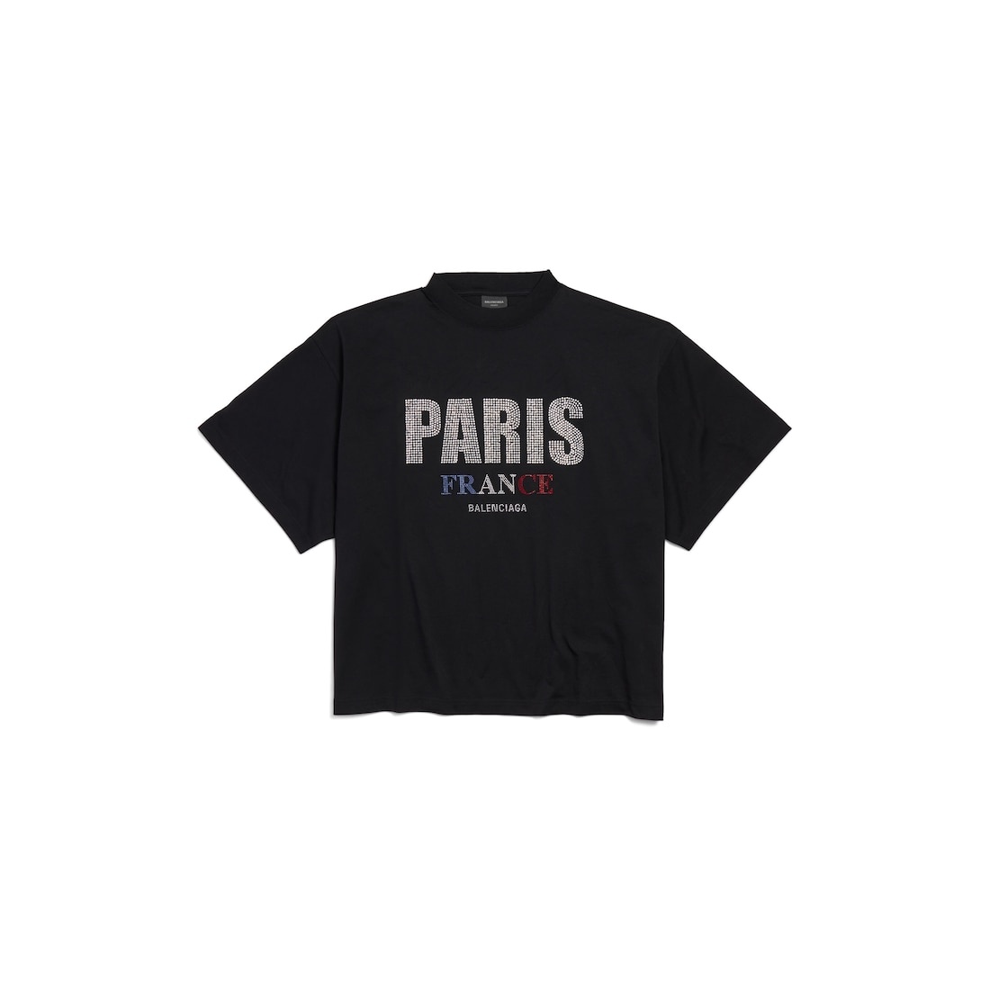 【BALENCIAGA】BB PARIS STRASS T シャツ ホワイト の ウィメンズ Paris Moon Upside Down Tシャツ
