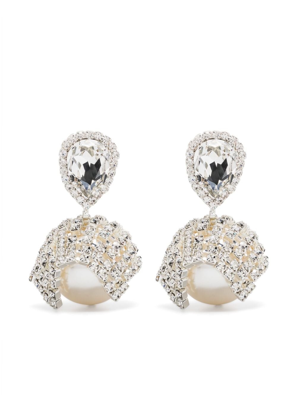 crystal-embellished clip-on earrings - 1