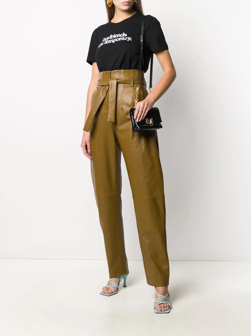 tapered high-waisted leather trousers - 2