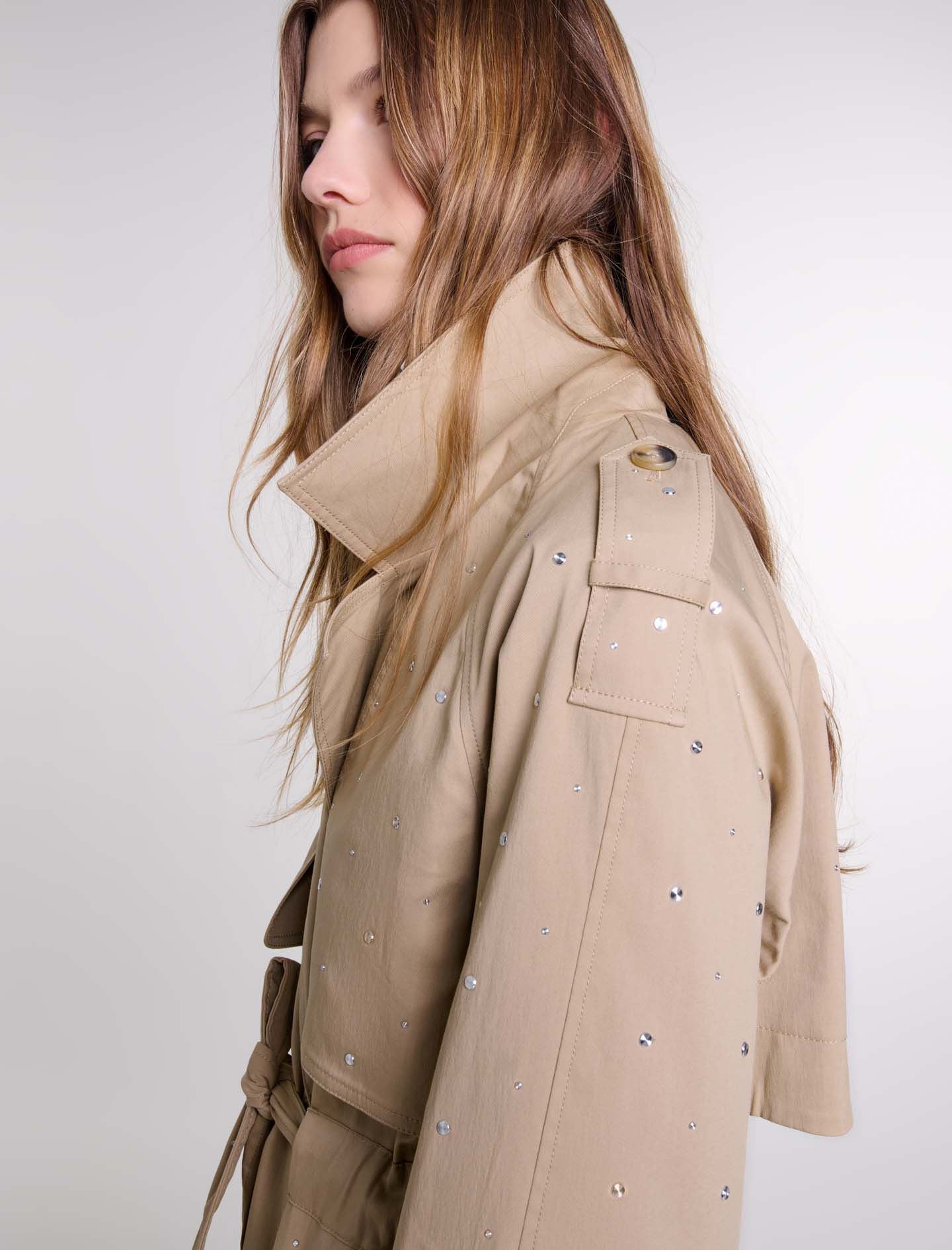 Studded elastic waist trench coat - 8