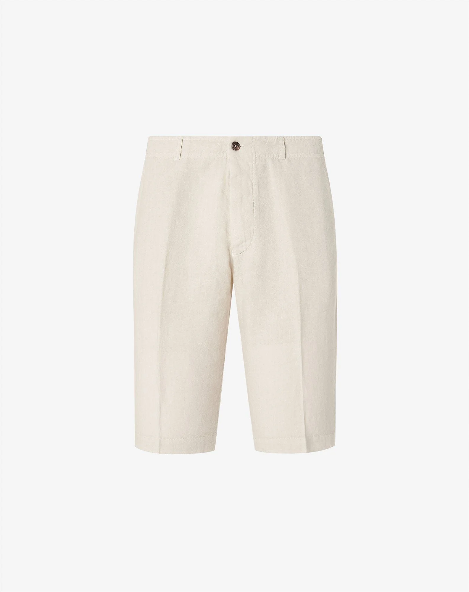 Beige pure linen Bermuda shorts - 1