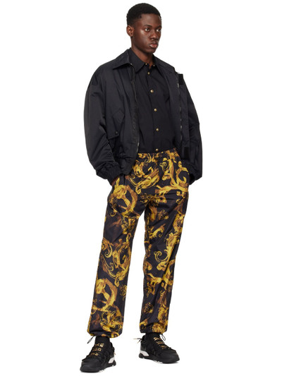 VERSACE JEANS COUTURE Black & Gold Watercolor Couture Trousers outlook
