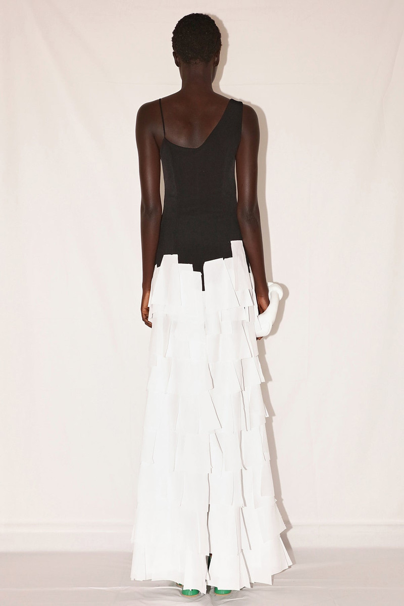 MAXI DRESS WITH LASER CUT DECORATIVE ELEMENTS BLACK AND WHITE 3