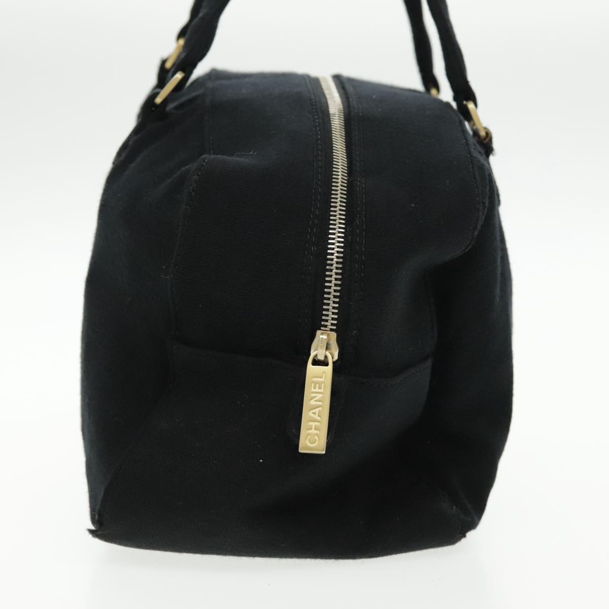 CHANEL Hand Bag Cotton Black Gold CC - 6