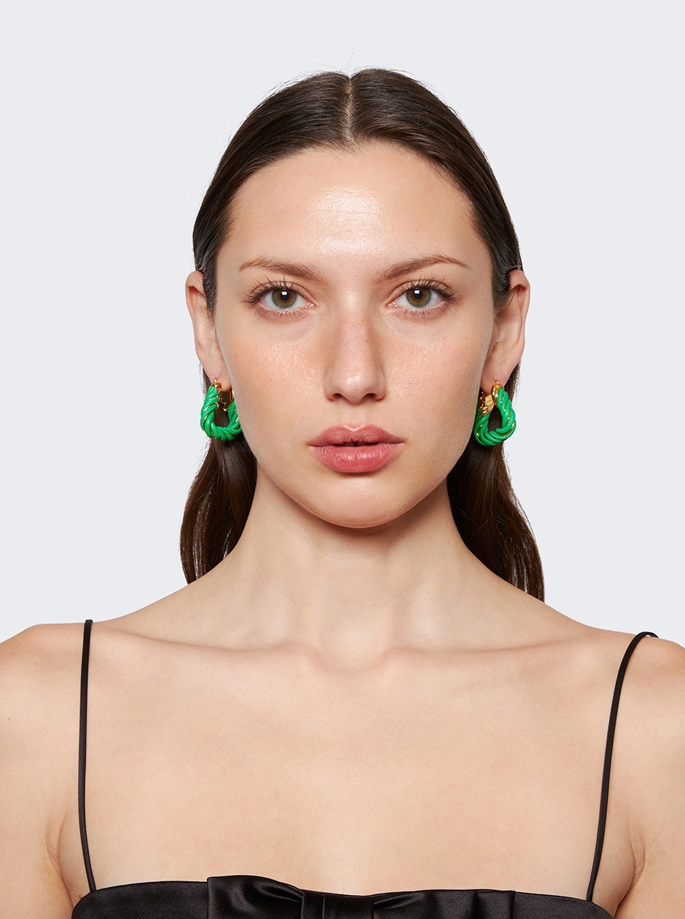 Nappa Leather And Sterling Silver Earrings Parakeet Green - 2