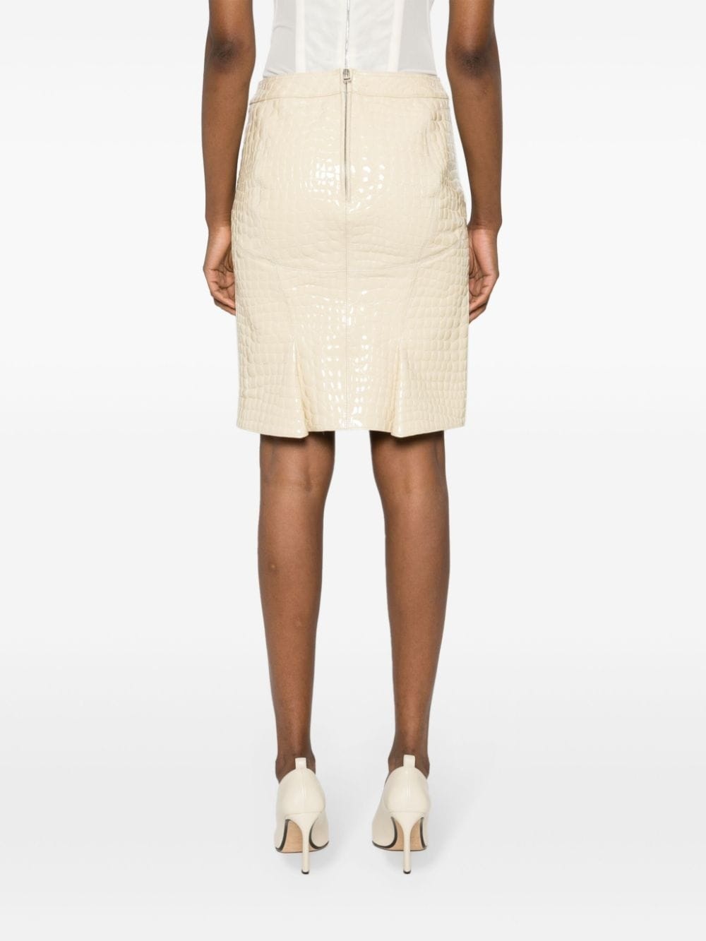 patent croc-embossed mini skirt - 4