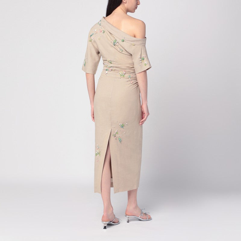 Bernadette Beige Embroidered Bowery Dress Women - 2