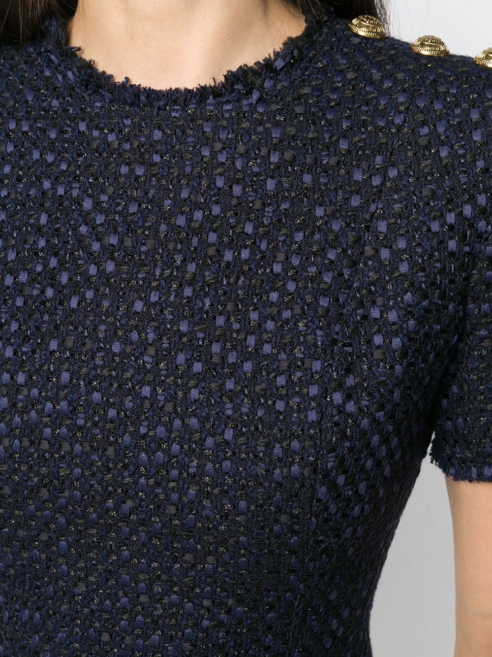 button detail tweed top - 5