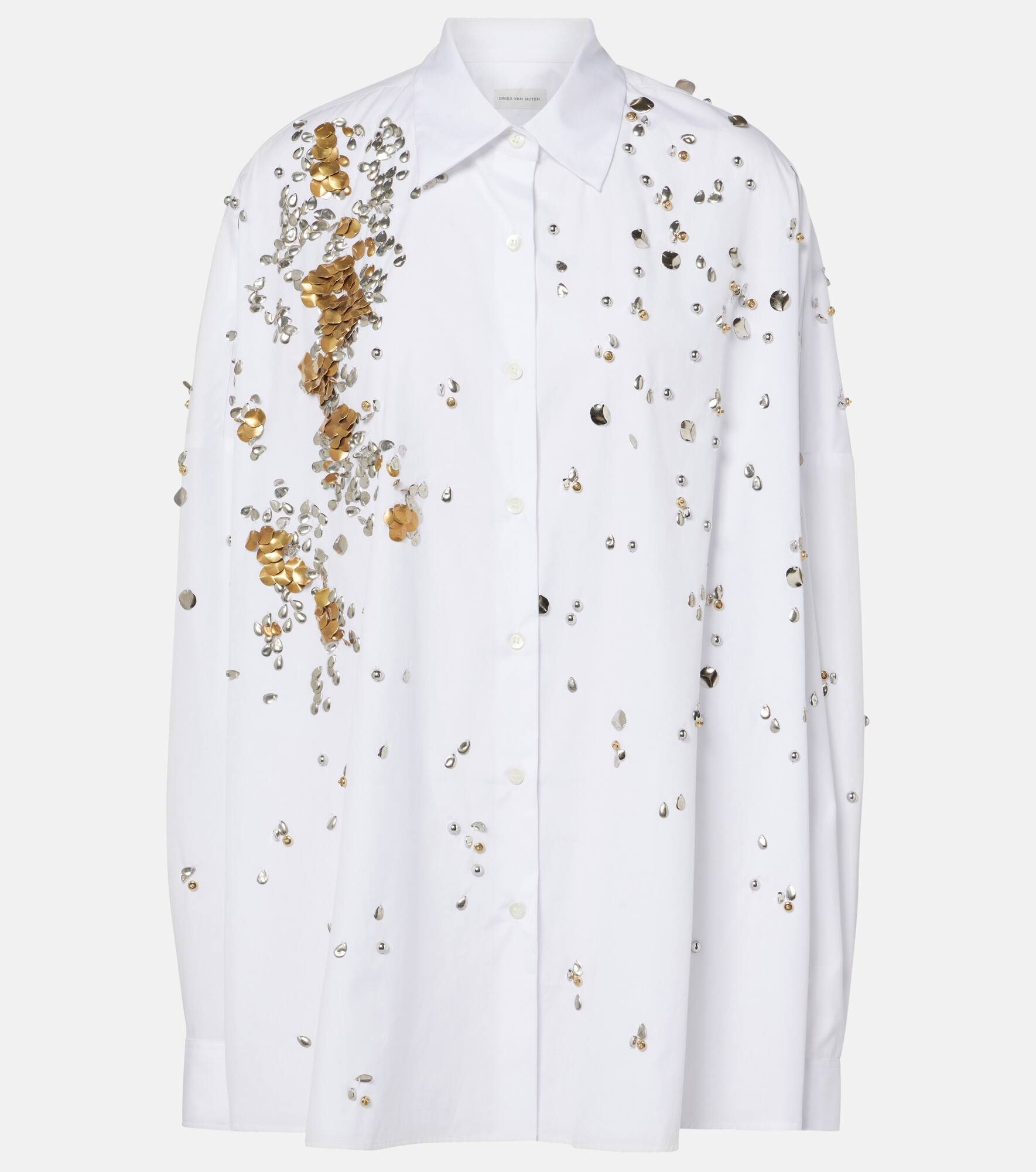 【洗練】Dries Van Noten◆ラインストーン 装飾 シャツドレス 洗練】Dries Van Noten◇ラインストーン 装飾 シャツドレス