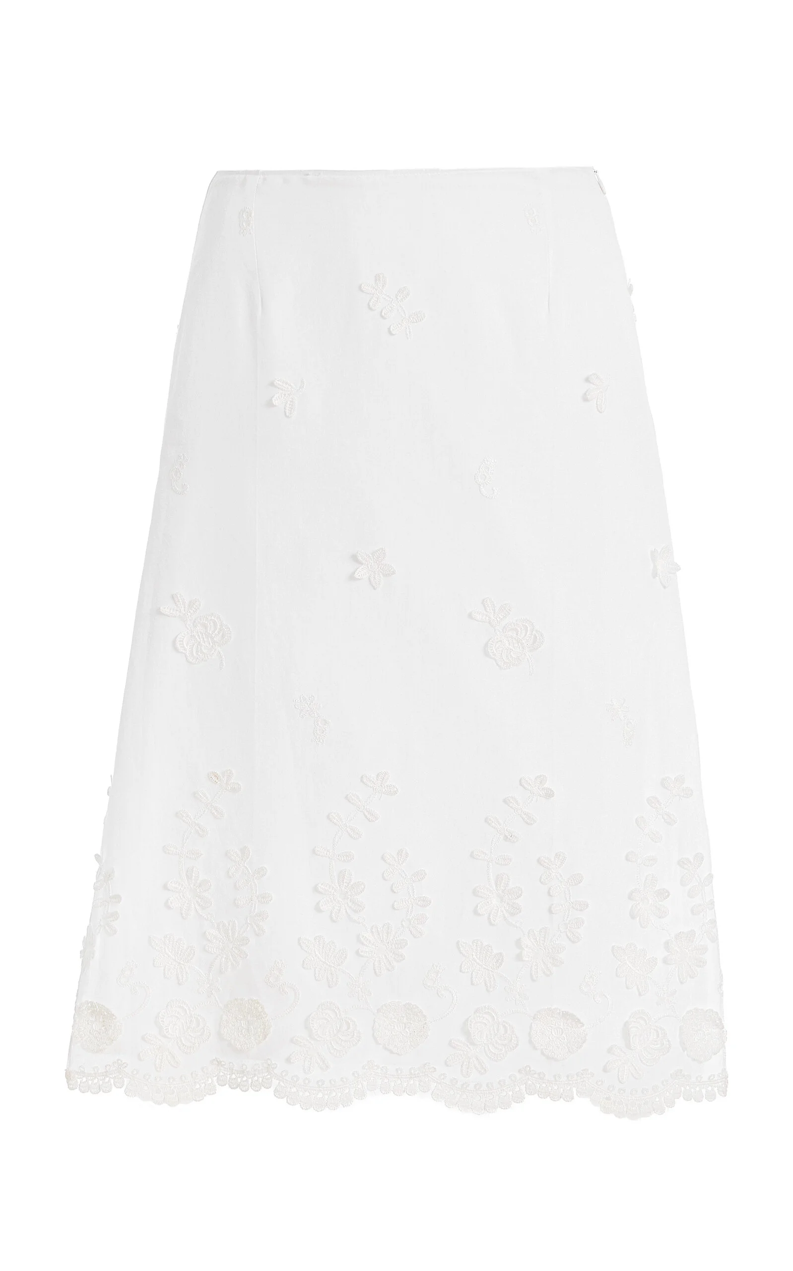 Malik Embellished Cotton Midi Skirt white - 1