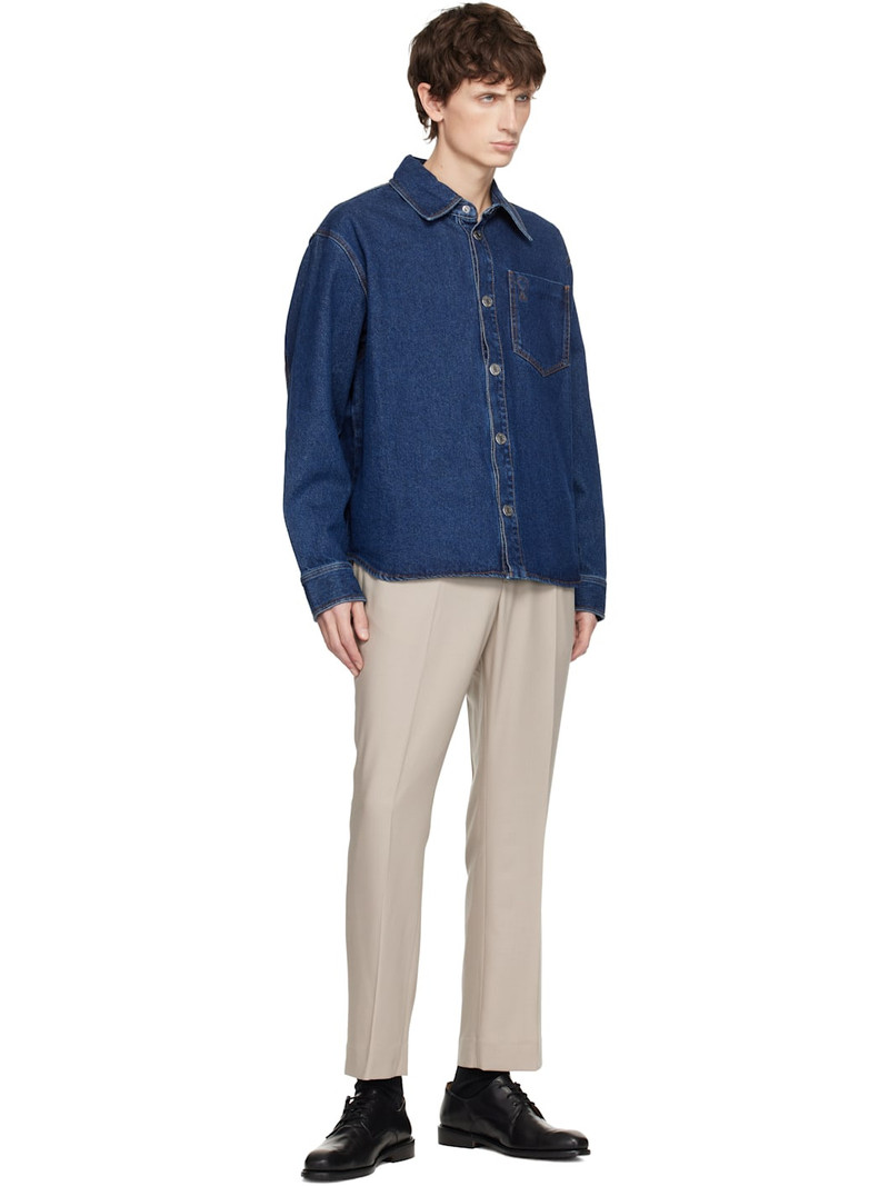 AMI Paris Blue Cotton Ami De Coeur Denim Overshirt outlook