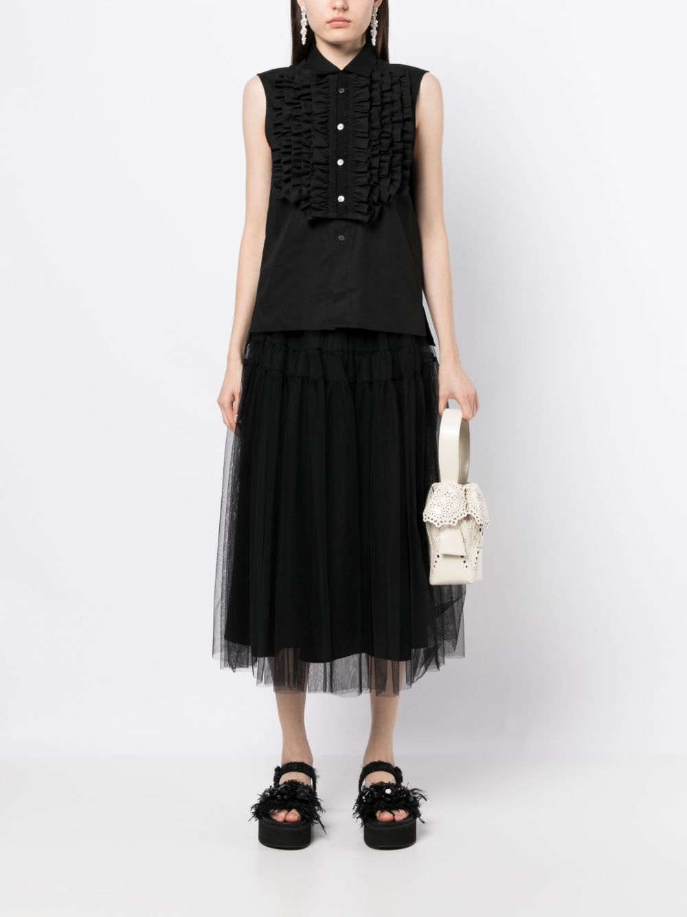 ruffle-detail sleeveless shirt - 2
