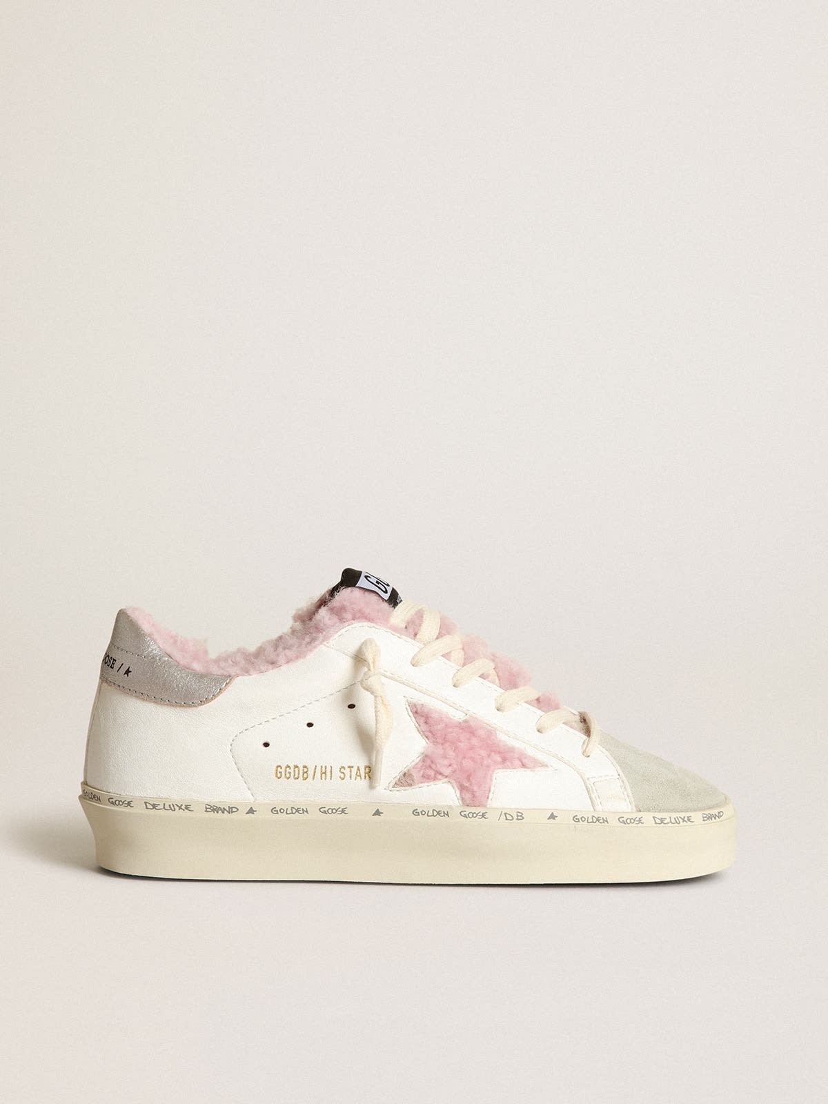 Hi Star in white nappa with pink shearling star and lining - 1
