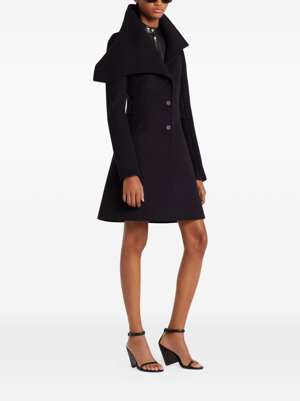 asymmetric-lapel button-up coat - 3
