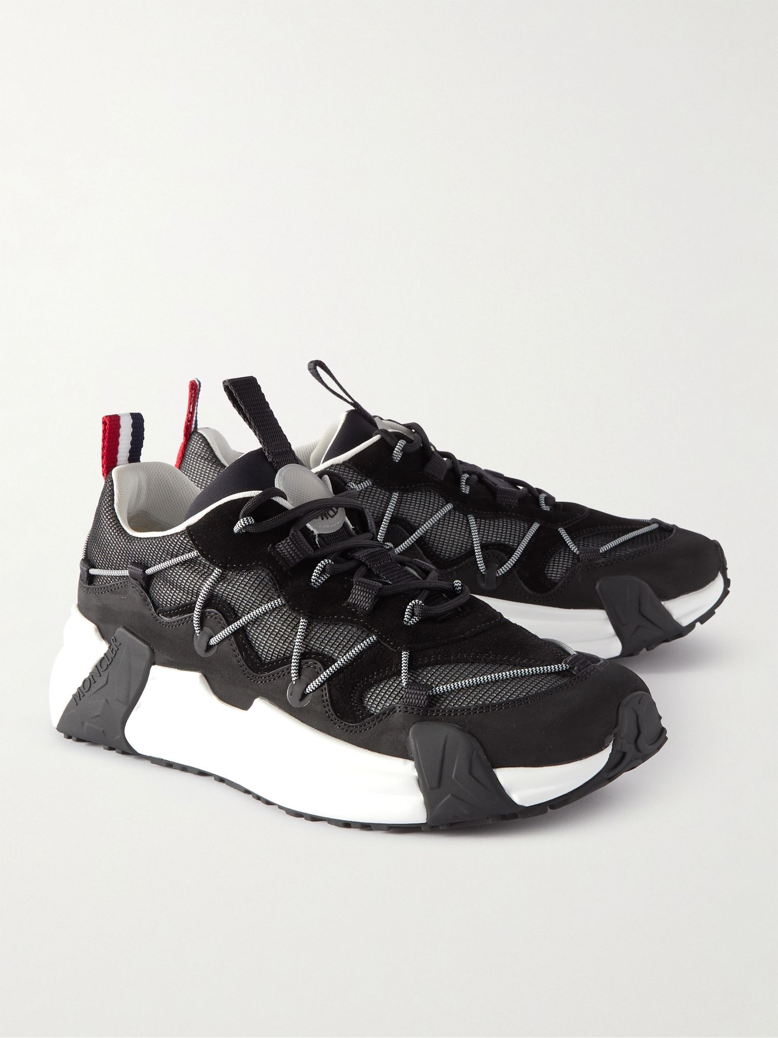 Compassor Mesh-Trimmed Nubuck and Suede Sneakers Black - 4