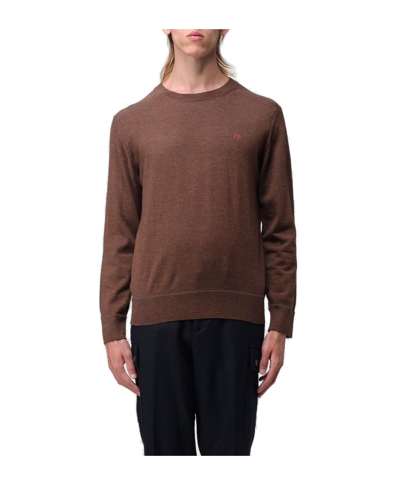 Logo Embroidered Crewneck Knitted Jumper Etro - 1