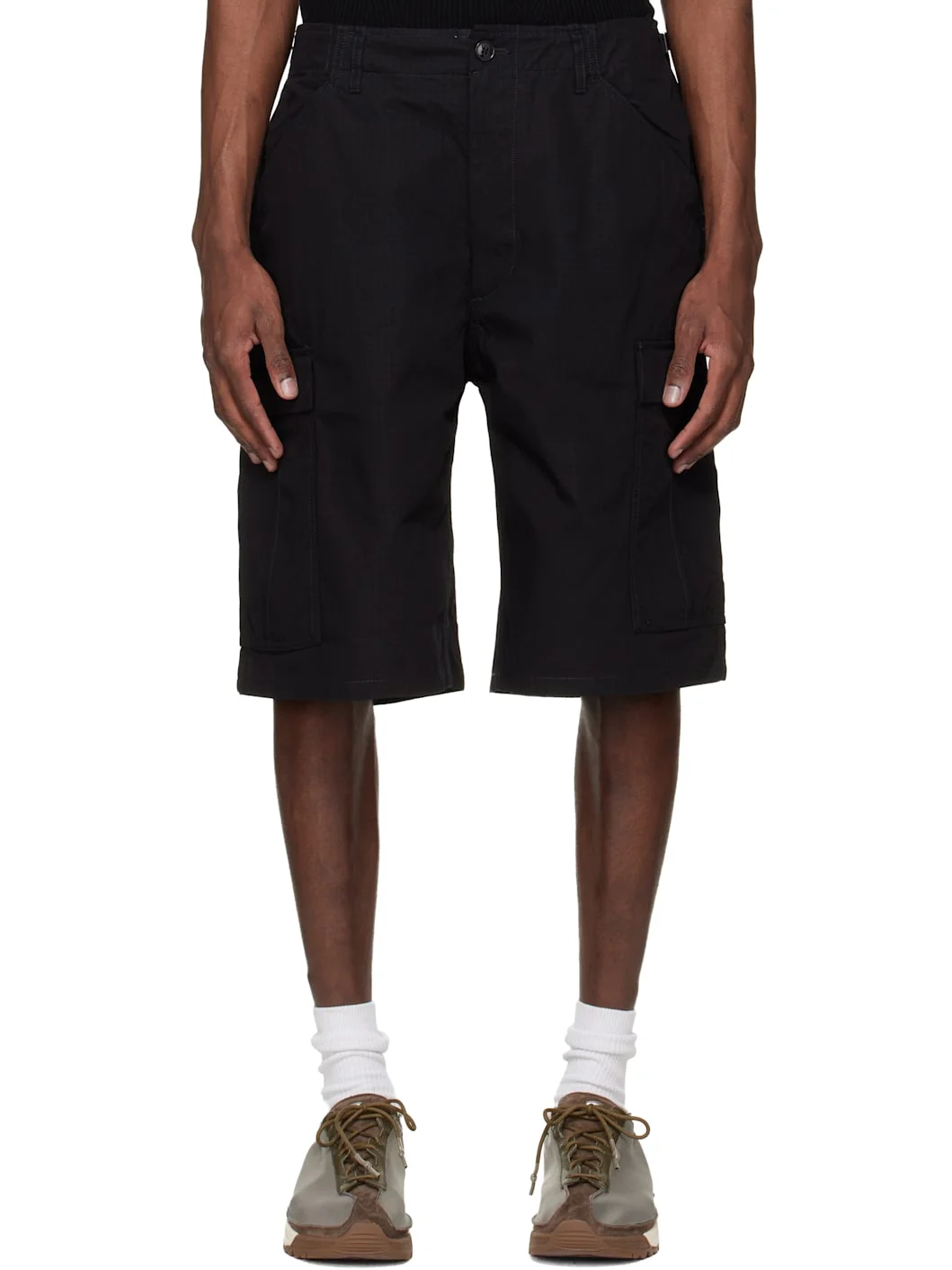 Black Ripstop Cargo Shorts - 1