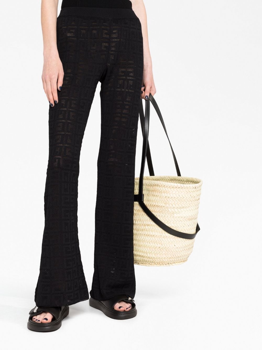 logo intarsia-knit flared trousers - 5