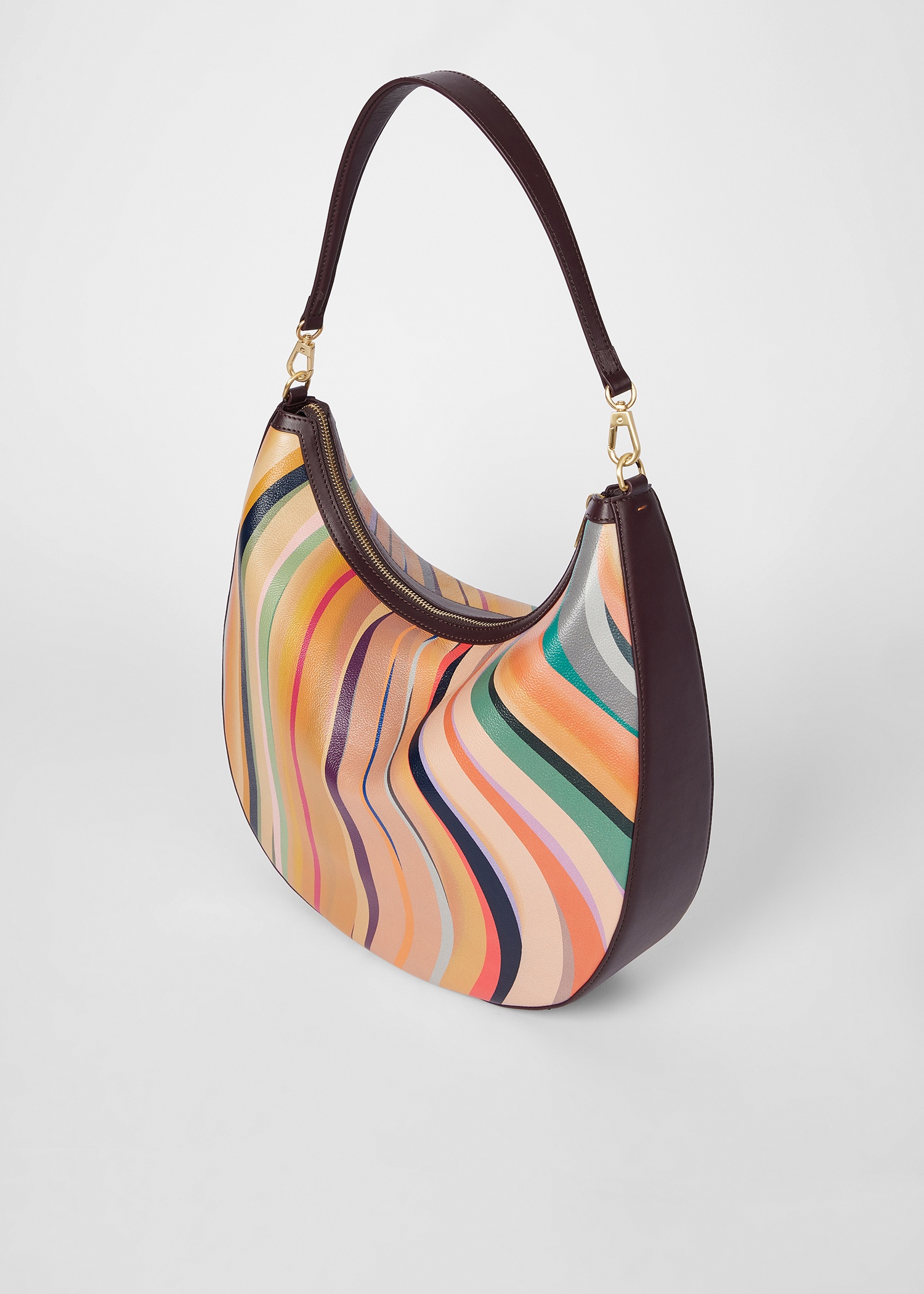 Women's 'Dusky Swirl' Leather Medium Round Hobo Bag - 3