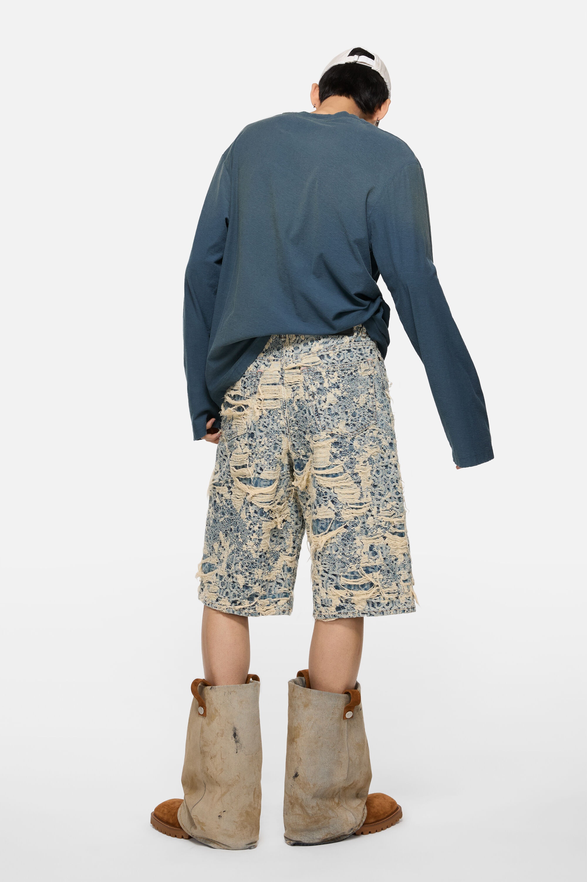 Denim shorts - Loose fit - Mid Blue - 3