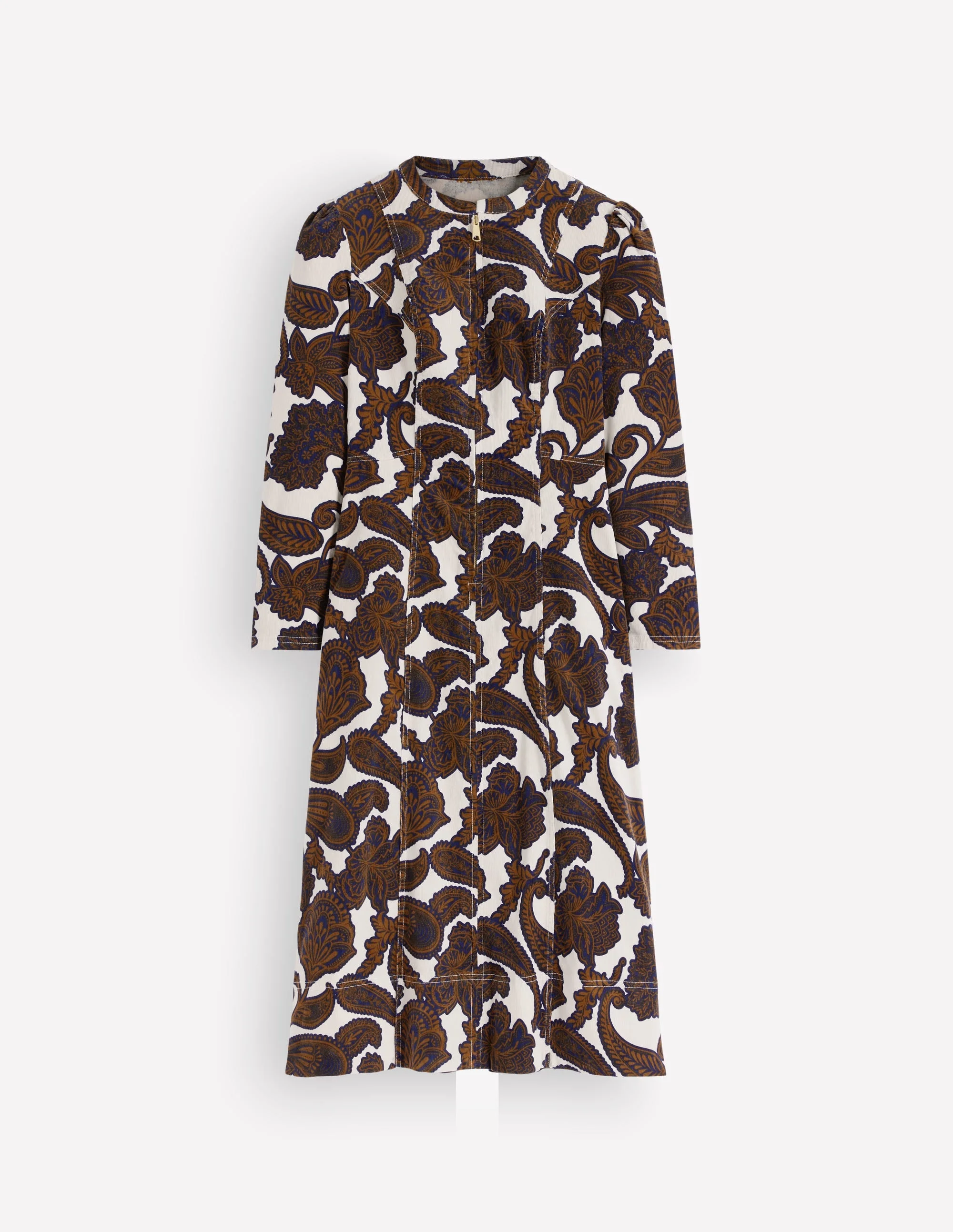 Una Cord Midi Dress-Almond Milk Paisley Bouquet - 1