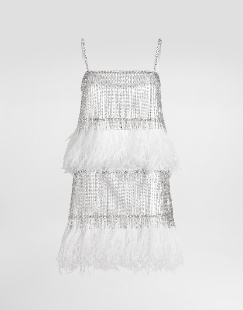Satin dress with feathers 1