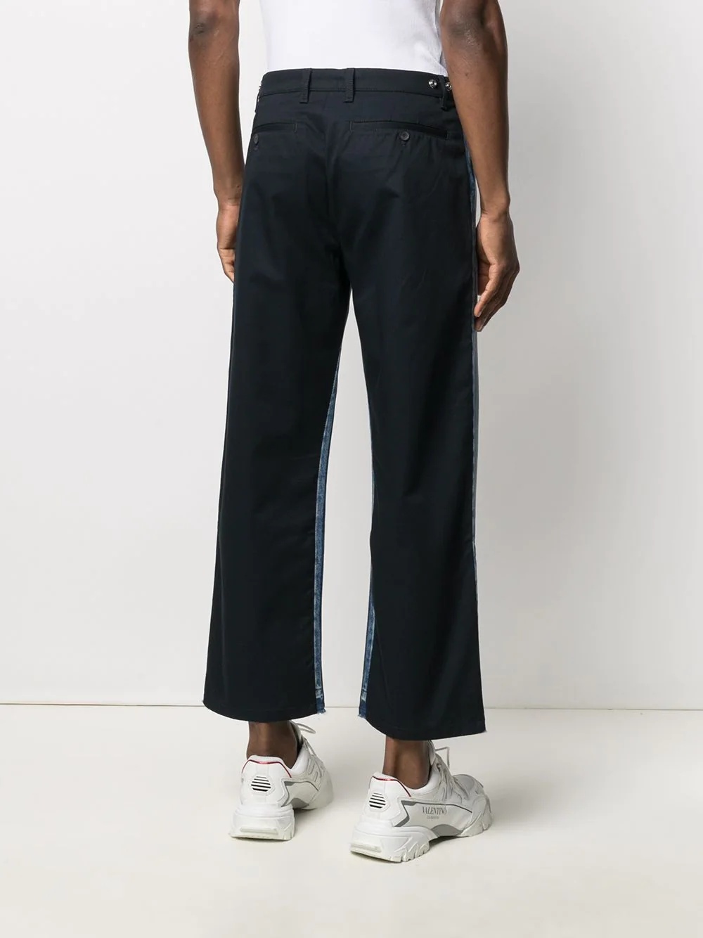 dual material denim trousers - 4
