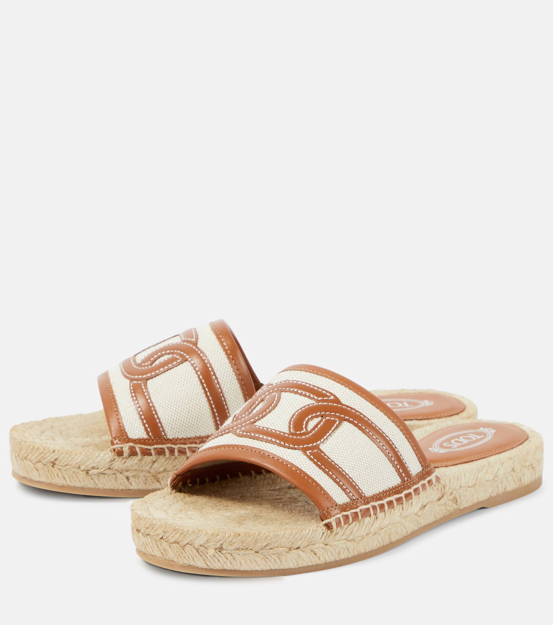 Leather-trimmed sandals - 5