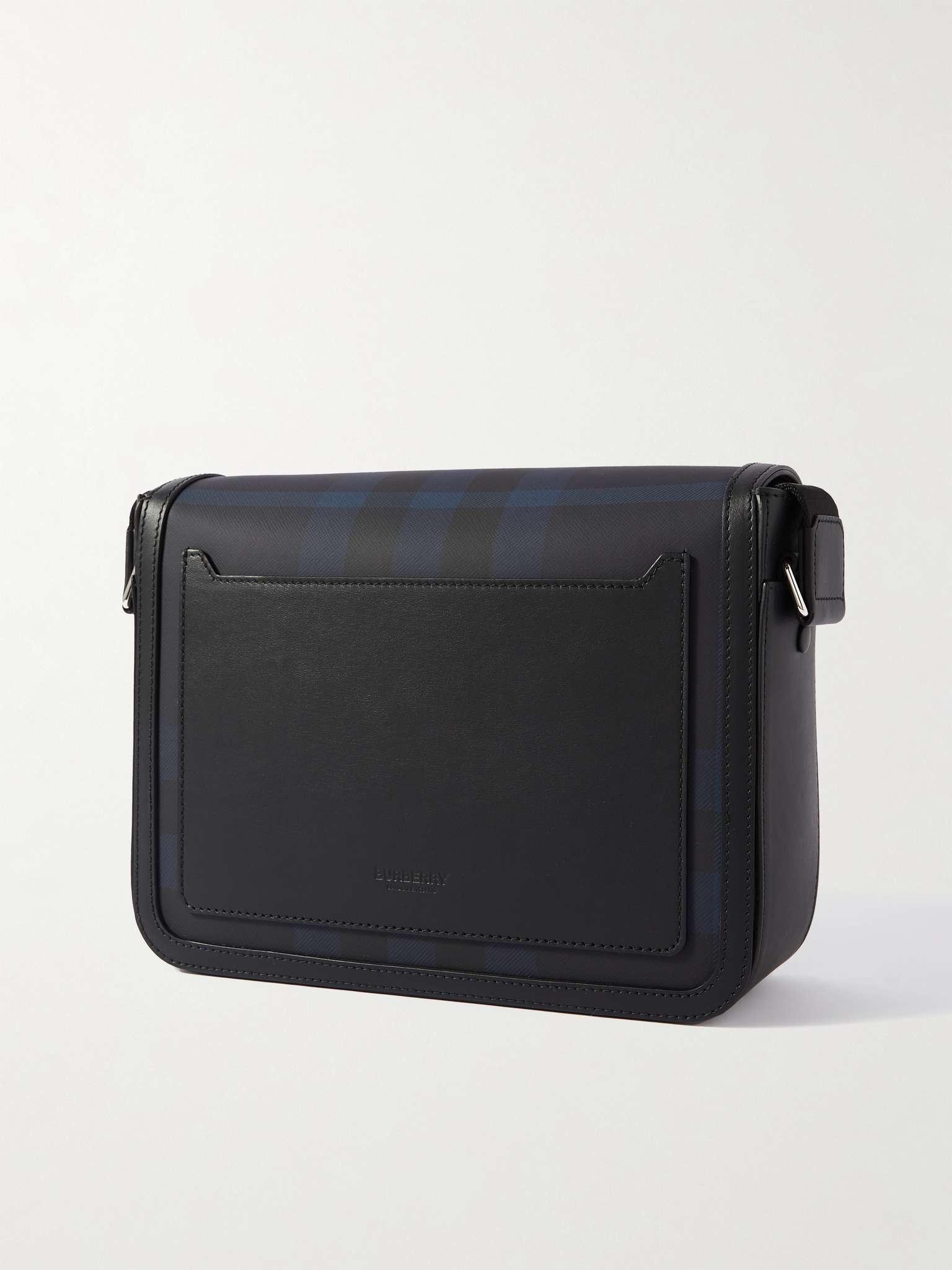 Logo-Embellished Leather-Trimmed Checked Coated-Canvas Messenger Bag - 4