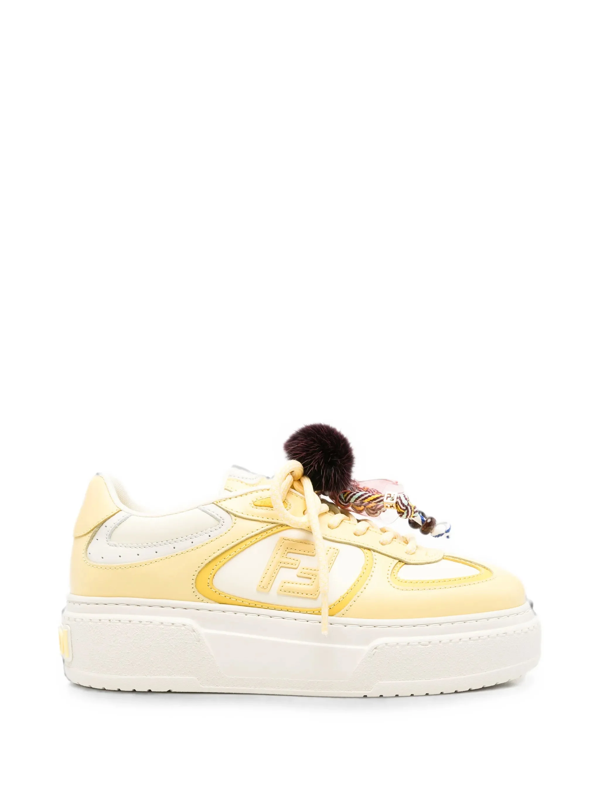 Fendi Match Pompom-embellished Platform Sneakers - 1