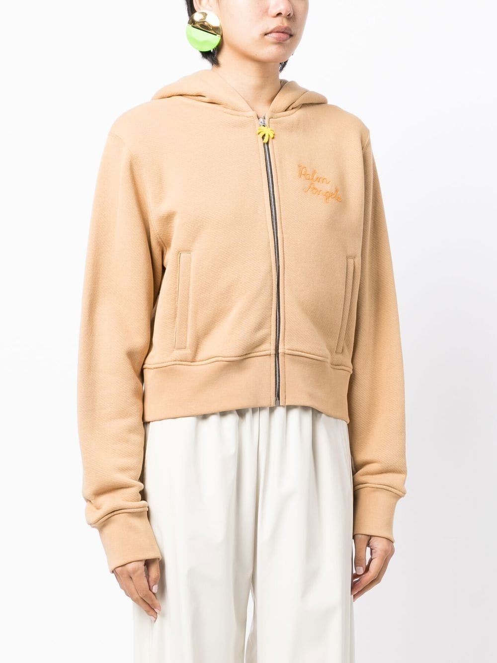 embroidered-logo zip-up hoodie - 3